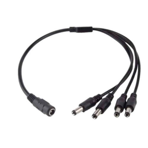 CABLE ADAPTADOR SPLITTER PULPO 1 DC HEMBRA A 4 DC MACHO 2.1MMX5.5MM 35CM CAMARA