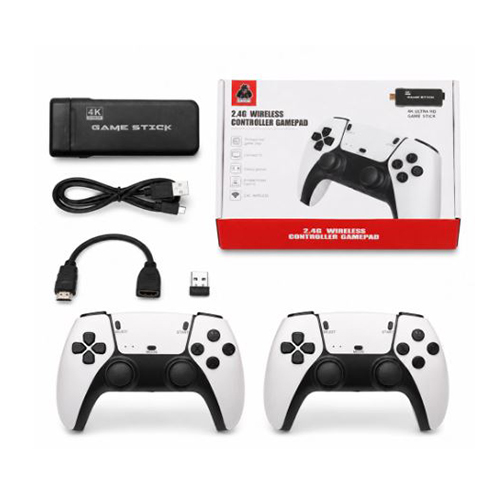 CONSOLA INALAMBRICA CON 2 JOYSTICKS BLANCOS RETRO PRO GAME 3D 4K SALIDA HDMI DDR3 256MB