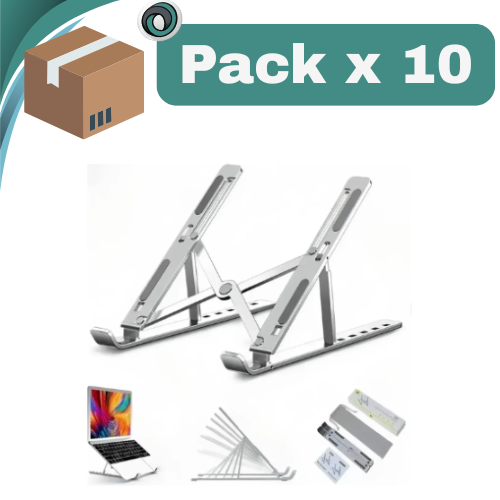 PACK X 10 ##BASE SOPORTE 100% METAL PLEGABLE NOTEBOOK TABLET REGULABLE INCLINABLE