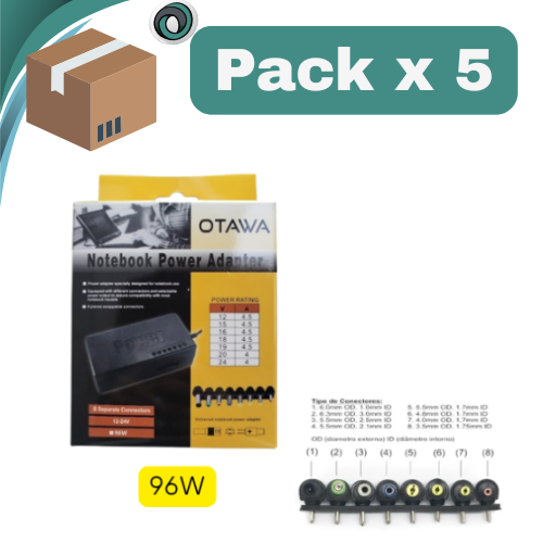 PACK X 5 ## FUENTE CARGADOR NOTEBOOK OTAWA 12V 4.5A-24V 4A 96W