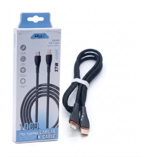 CABLE USB TIPO C A LIGHTNING IPHONE APPLE 1 MTS ENGOMADO IBEK NEGRO