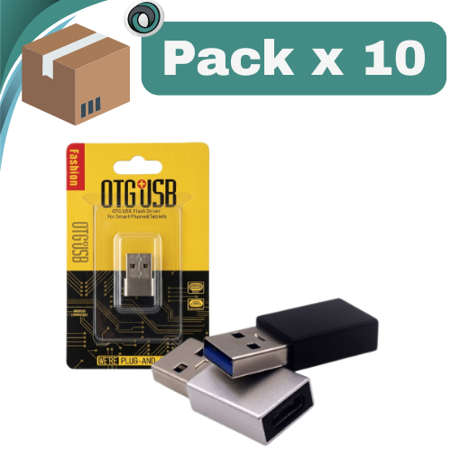 PACK X 10 ##ADAPTADOR OTG USB 3.0 MACHO A TIPO C HEMBRA