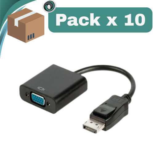 PACK X 10 ##ADAPTADOR DISPLAYPORT MACHO VGA HEMBRA INT.CO