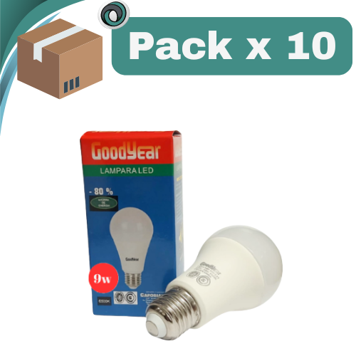 PACK X 10 ##LAMPARA FOCO LED 9W LUZ FRIA 6500K ROSCA E27 GOODYEAR GOOD-9W