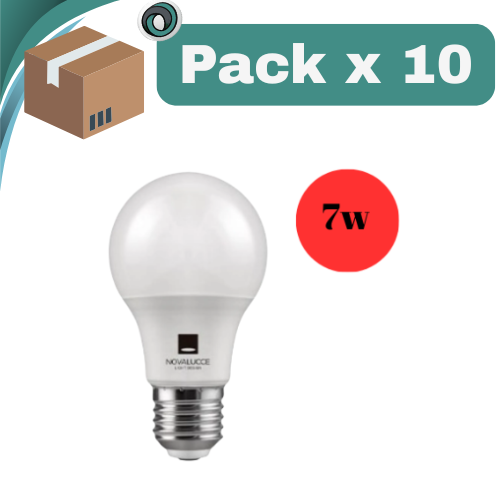 PACK X 10 ## LAMPARA FOCO LED 7W LUZ FRIA ROSCA E27 NOVALUCCE