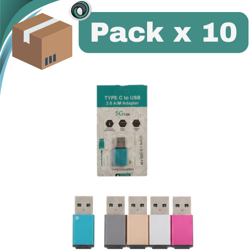 PACK X 10 ## ADAPTADOR OTG USB 3.0 MACHO A TIPO C HEMBRA