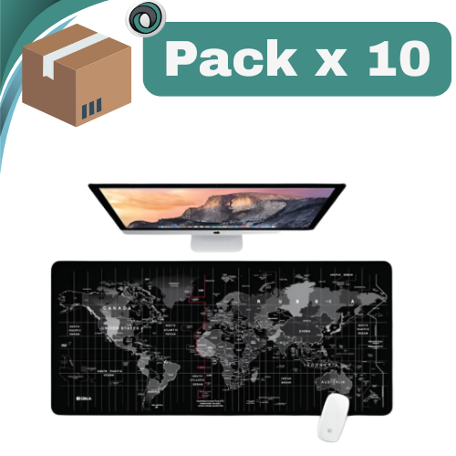 PACK X 10 ##PAD MOUSE MAPA MUNDI CON ANTIDESLIZANTE GAMING 30X70 NIÑOS
