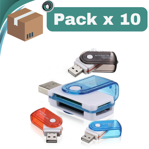 PACK X 10 ##LECTOR DE MEMORIA MICRO SD 4 EN 1