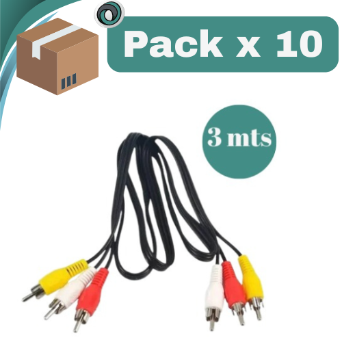 PACK X 10 ##CABLE 3 RCA A 3 RCA MACHO 3 METROS ECONOMICO