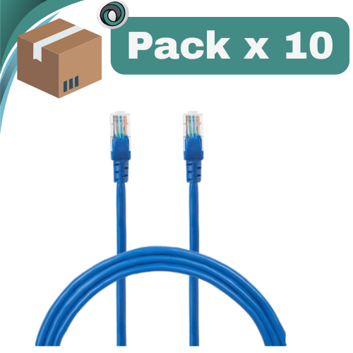 PACK X 10 ##CABLE DE RED UTP 1 MTS PATCH CORD CAT5 AZUL