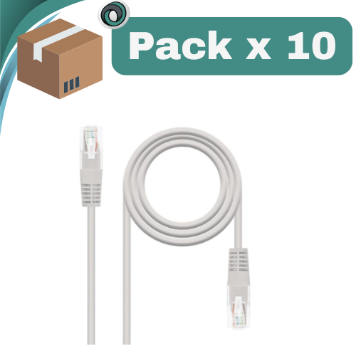 PACK X 10 ##CABLE DE RED UTP 1 MTS PATCH CORD CAT5 GRIS