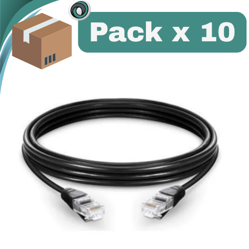 PACK X 10 ## CABLE DE RED UTP 1 MTS PATCH CORD CAT5 NEGRO