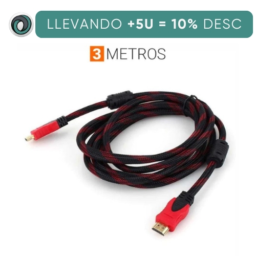 CABLE HDMI MACHO A HDMI MACHO DE 3 METROS MALLADO CON FILTRO