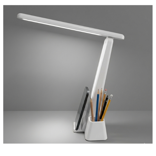 LAMPARA DE MESA ESCRITORIO LED BRAZO PORTA LAPIZ / SOPORTE CELULAR 3 INTENSIDAD RECARGABLE TIPO C