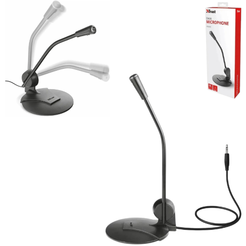 MICROFONO PC CON BASE TRUST PRIMO CABLE 1.8MTS AJUSTABLE CONDENSADOR OMNIDIRECCIONAL