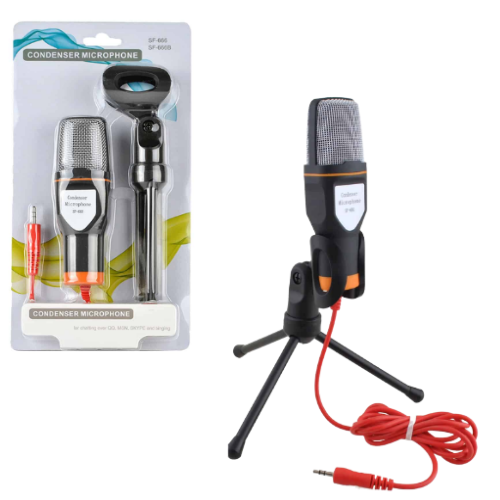MICROFONO PC STREAMING PLUG 3.5 CON TRIPODE AJUSTABLE CONDENSADOR DAZA