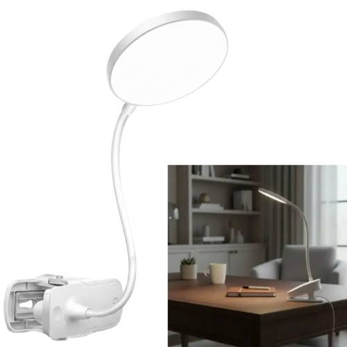 VELADOR LAMPARA CLIP LED PINZA ESCRITORIO FLEXIBLE TACTIL LUZ BLANCA 3 NIVEL 39X5CM YL914