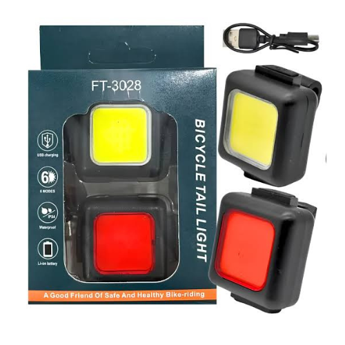 LUZ BICICLETA DELANTERA Y TRASERA ROJO Y BLANCO RECARGABLE FT-3028