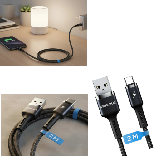CABLE USB TIPO C A USB 2MTS DEHUKA CARGA RAPIDA