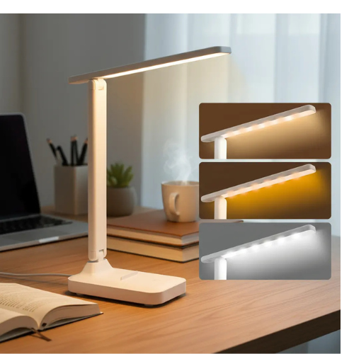 LAMPARA DE MESA ESCRITORIO BRAZO TACTIL RECARGABLE 3 TONO 28CM