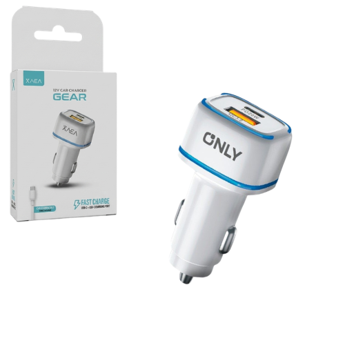 CARGADOR 12V 4.8A GEAR 1 PUERTO USB Y 1 TIPO C + CABLE USB-C XAEA BLANCO