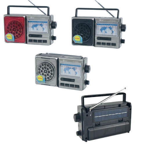 RADIO PORTATIL RETRO AM/FM BLUETOOTH PANEL SOLAR USB MICRO RECARGABLE TIPO C Y PILAS