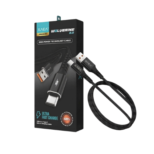 CABLE USB TIPO C A USB 1MTS WOLVERINE 2.0 XAEA NEGRO PREMIUM