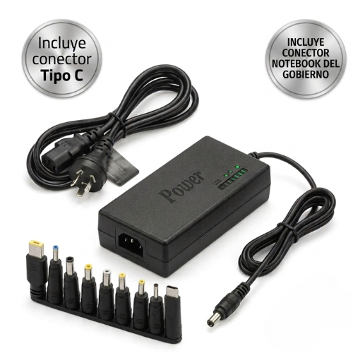 FUENTE CARGADOR NOTEBOOK UNIVERSAL 120W 9 FICHAS 12V A 24V CONECTOR TIPO C /GOBIERNO