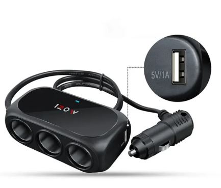 TRIPLICADOR ENCENDEDOR DIVISOR 12V PARA CARGAR 3 TOMA 12V + 2 USB WT-D23 XUNNIU
