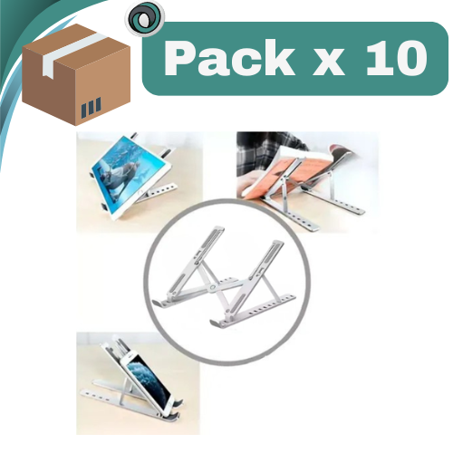 PACK X 10 ## BASE SOPORTE 100% METAL PLEGABLE NOTEBOOK TABLET REGULABLE INCLINABLE IBEK
