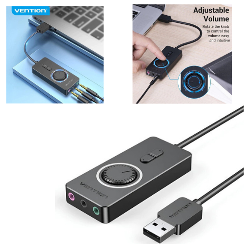 PLACA TARJETA DE SONIDO USB AUXILIAR AURICULAR MICROFONO VENTION CONTROL VOL